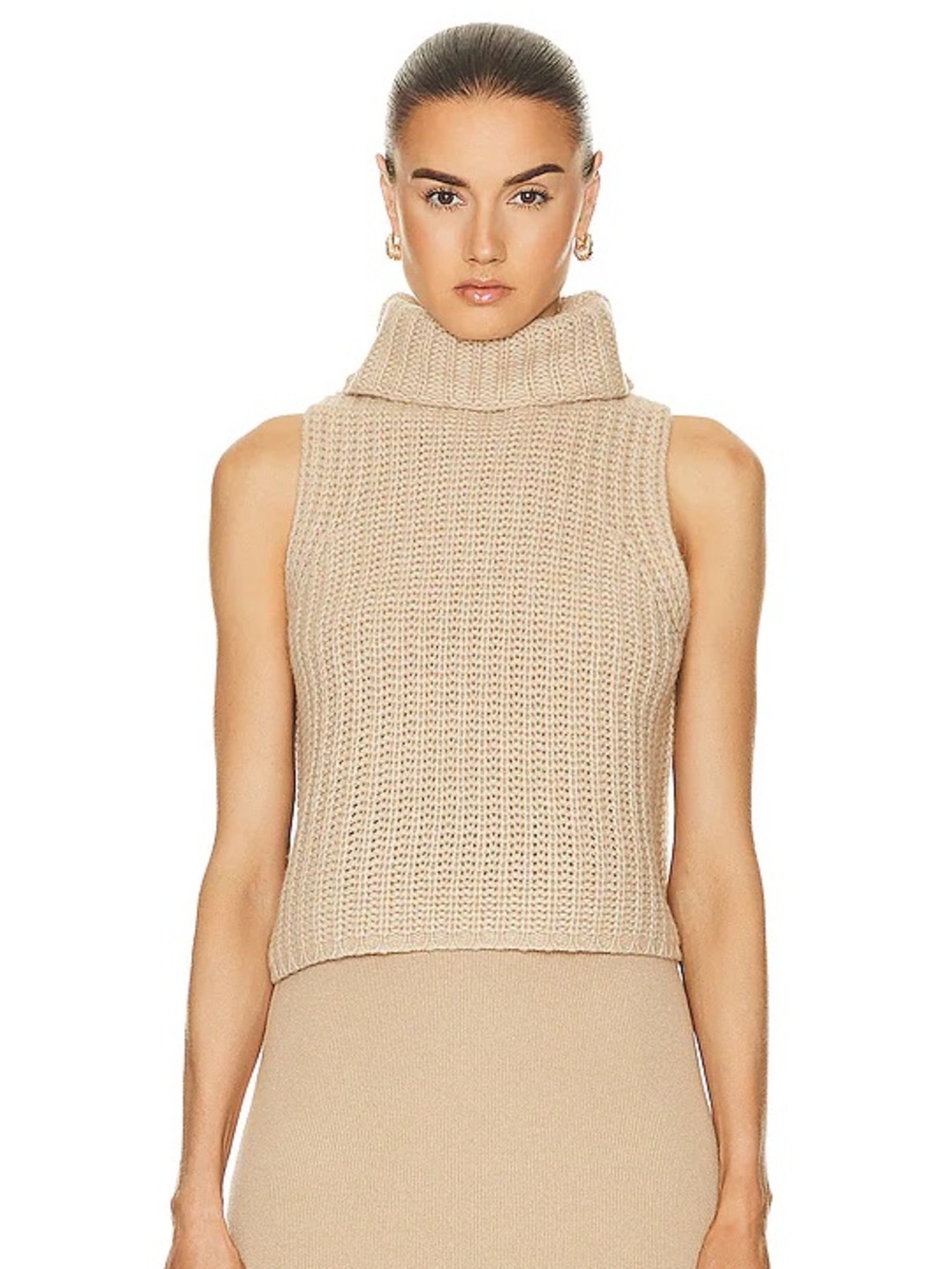 Sablyn Saige cashmere turtleneck sweater vest in tan